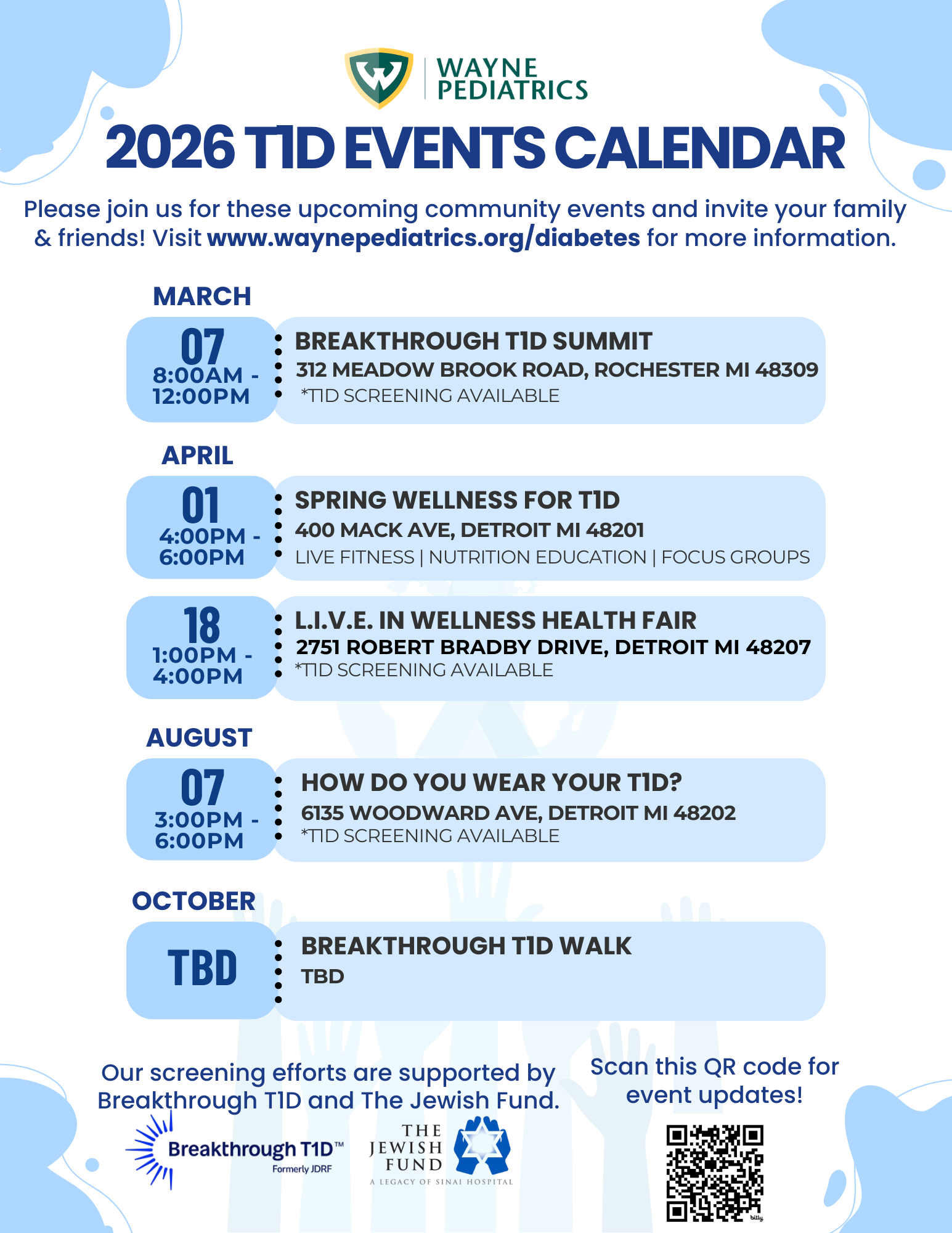 list of events for type 1 diabetes community in detroit